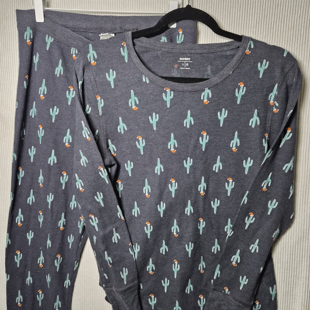 Christmas Pajamas Santa Hat Cactus Old Navy Sleepwear Lounge‎ Set Size L/XL